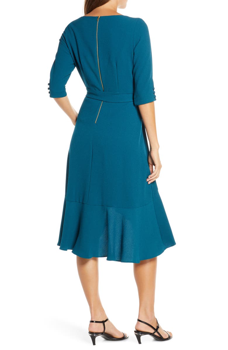 Maison Tara Ruffle Hem High/Low Crepe Dress, Alternate, color, 