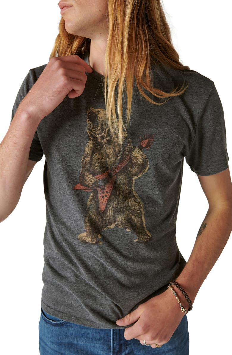 Lucky Brand Rocker Bear Cotton Blend Graphic T-Shirt, Main, color, 