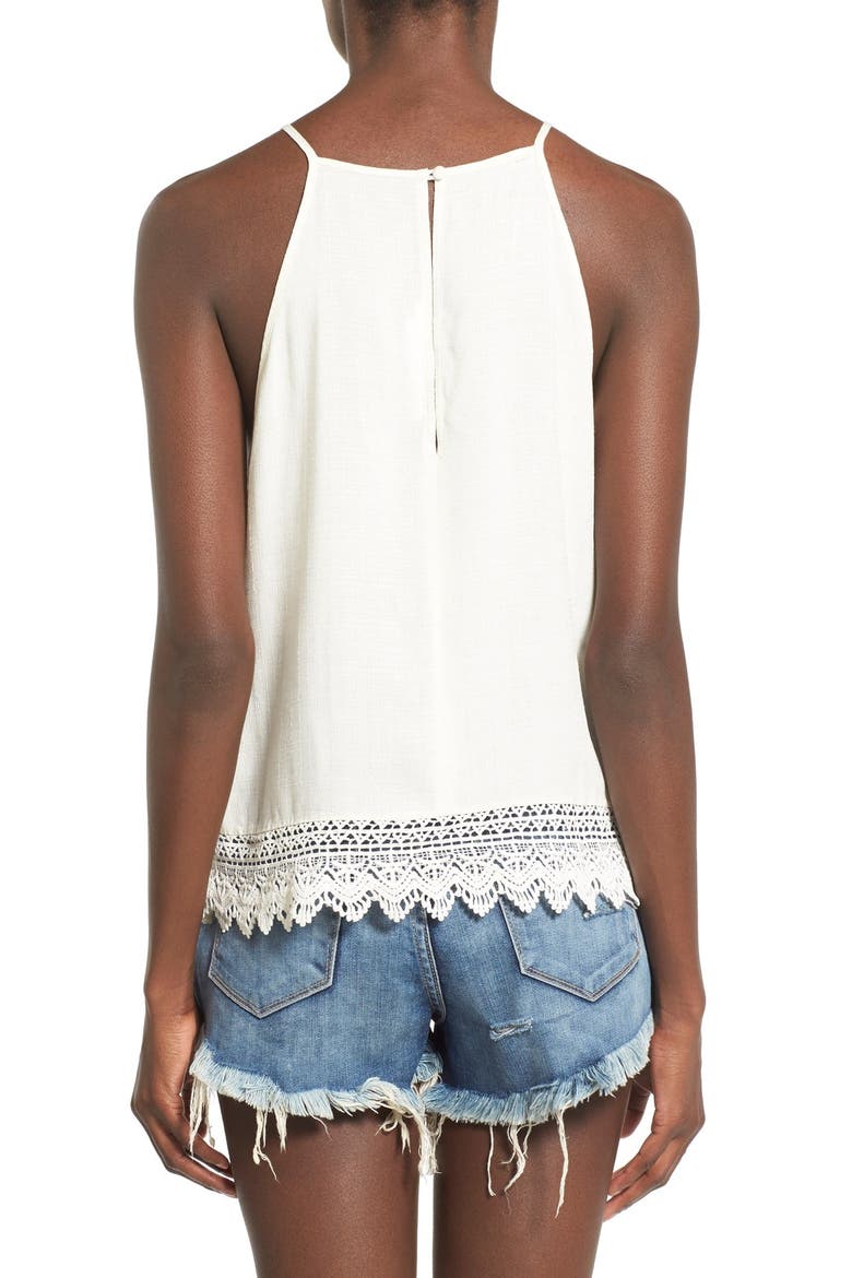 ASTR High Neck Crochet Trim Tank, Alternate, color, VINTAGE CREAM