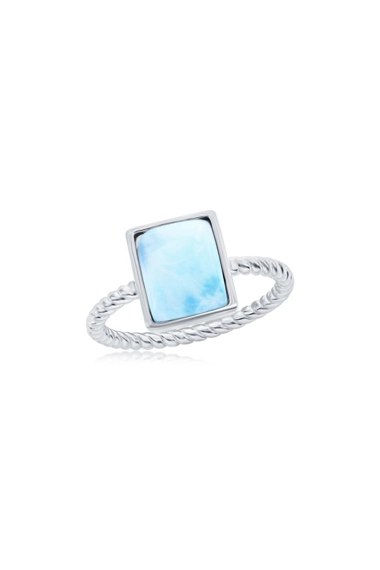Sterling Silver Rectangle Larimar Ring, Main, color, BLUE
