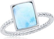 SIMONA Sterling Silver Rectangle Larimar Ring