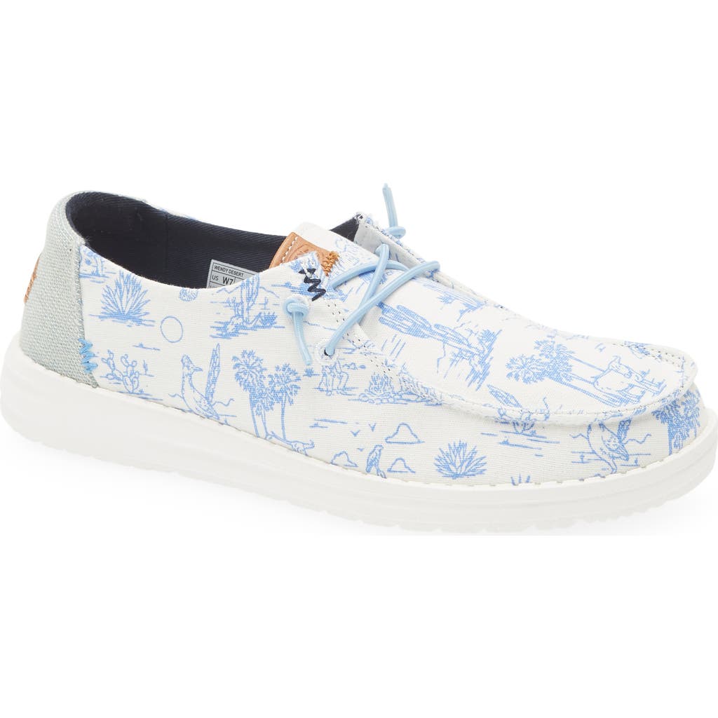 Hey Dude Wendy Desert Slip-on Moc Toe Shoe In Desert Cream/blue