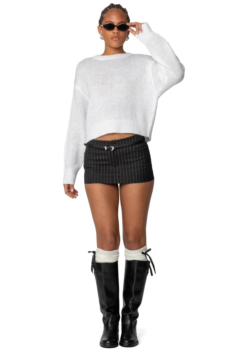 Kyrah Oversize Crop Sweater, Alternate, color, WHITE