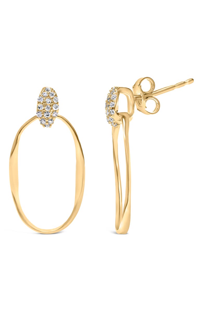 Haus of Brilliance 14K Yellow Gold Plated Silver 1/10 Cttw Diamond Textured Dangle Hoop Earrings, Alternate, color, Yellow