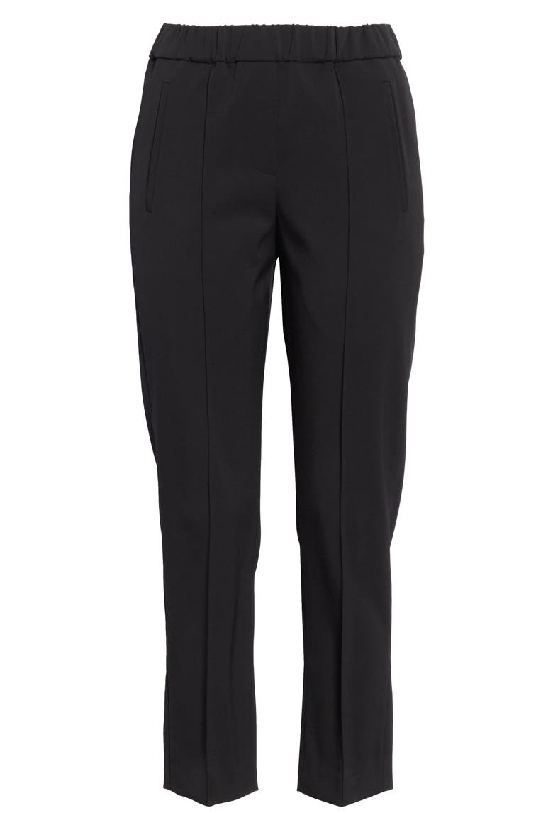 Pintuck Wool Blend Trousers, Alternate, color, BLACK