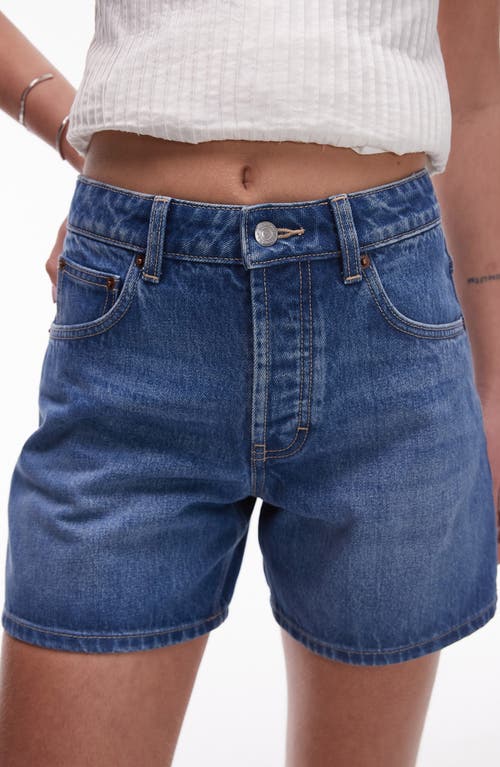 Shop Topshop Editor Denim Shorts In Medium Blue