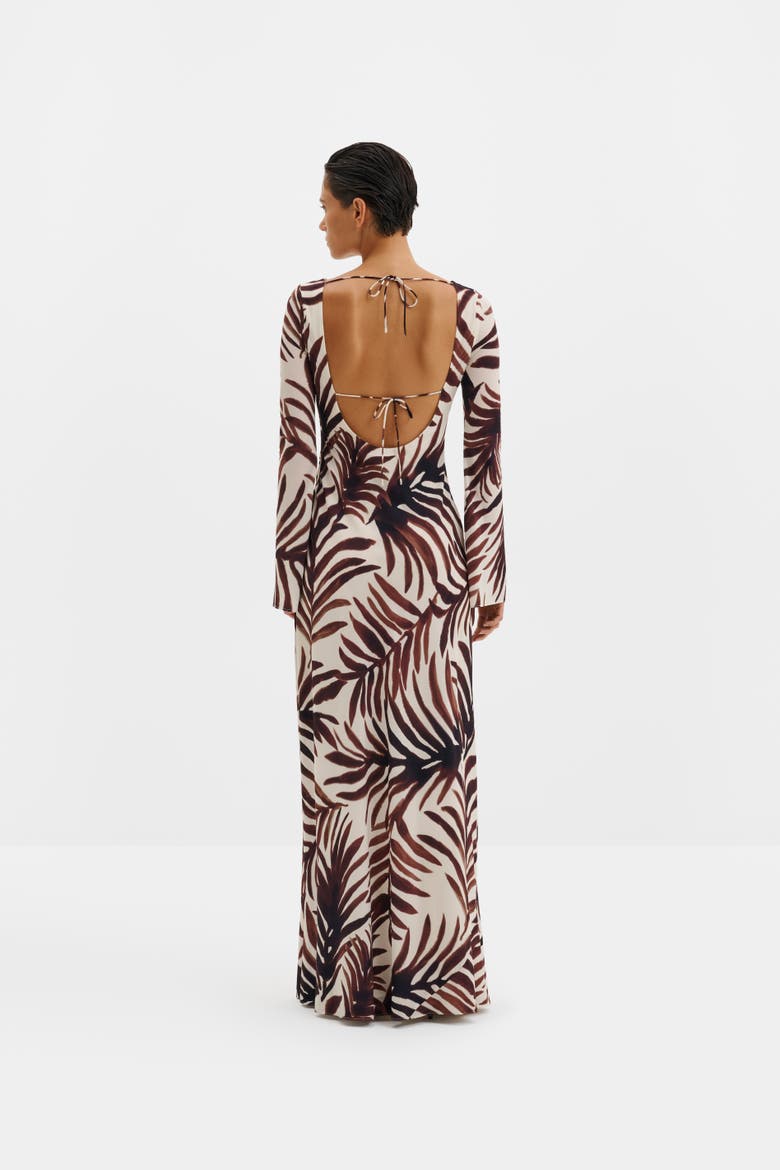 Jennelie Open Back Chiffon Maxi Dress, Alternate, color, Burnt Leaf