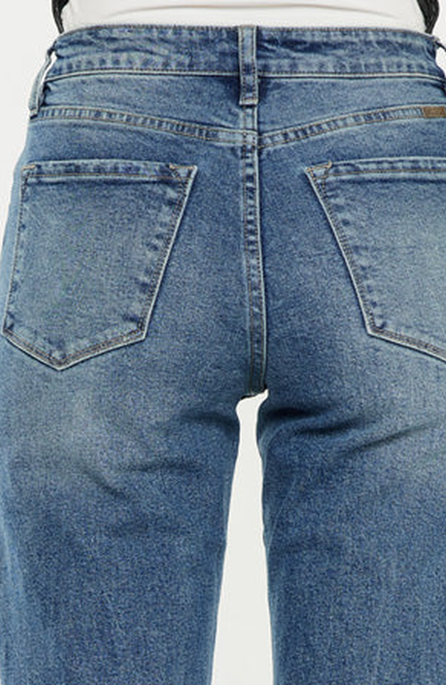Kancan Ophelia High Rise True Straight Leg Jeans In Blue