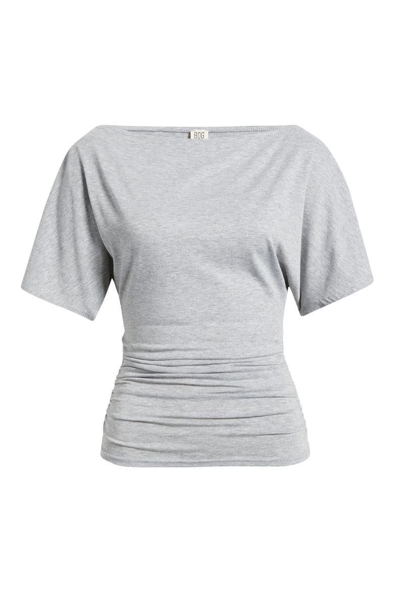 Ruched Boat Neck Top, Alternate, color, GREY