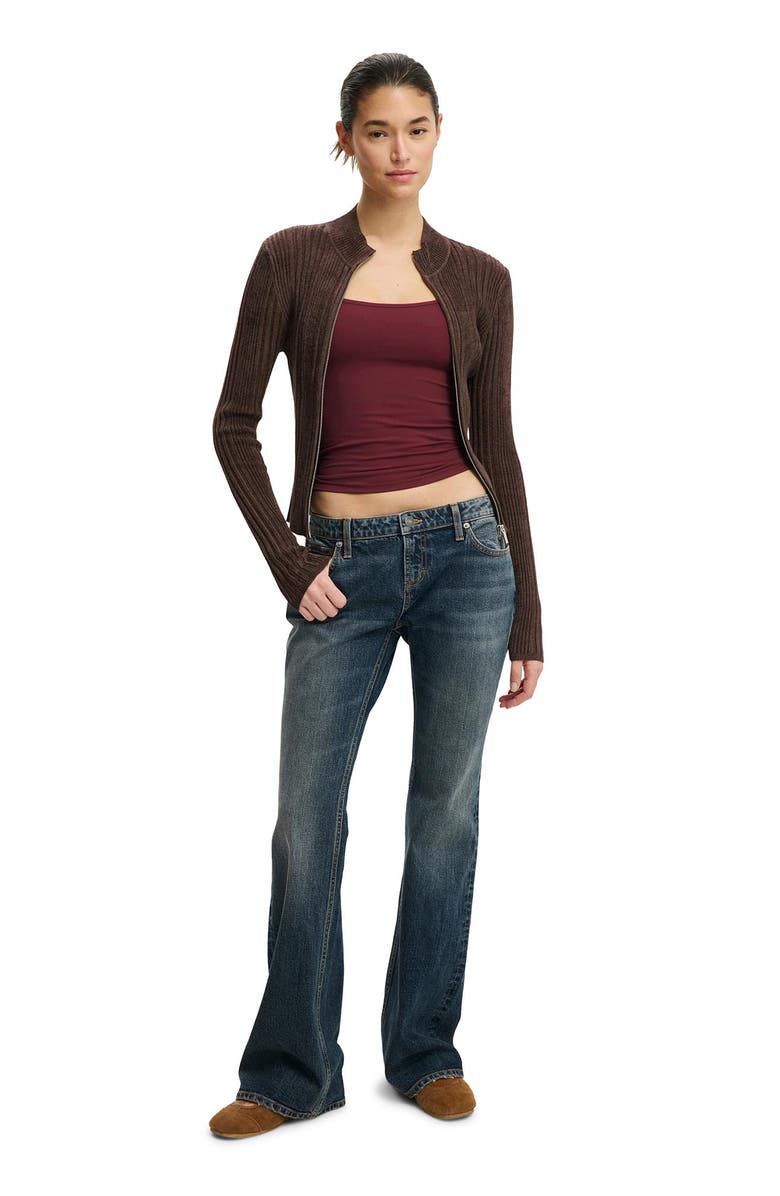 Cotton On Women's Variegated Rib Zip Through, Alternate, color, American Oak