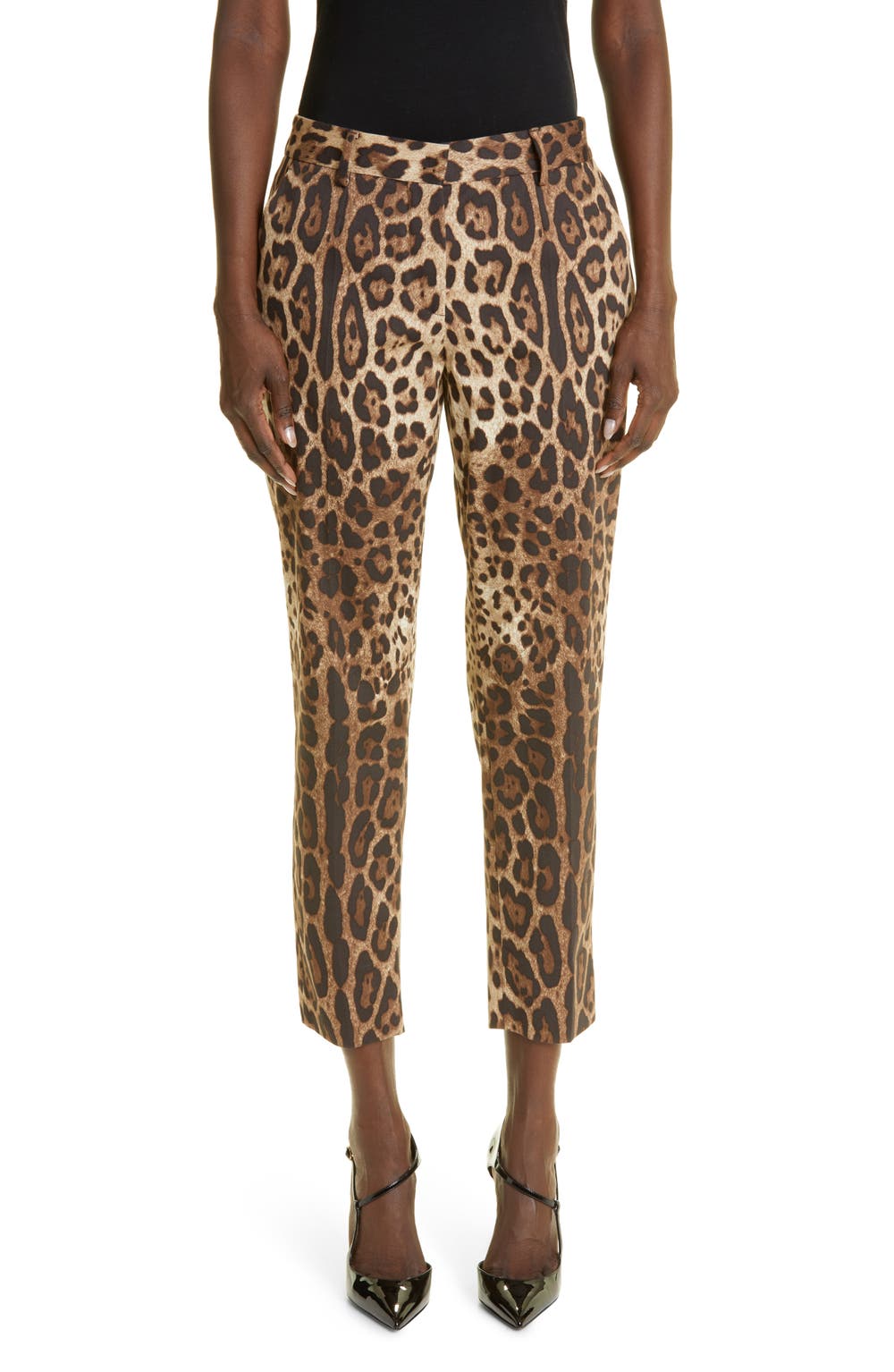 Leopard Print Ankle Pants, color, LIGHT BROWN