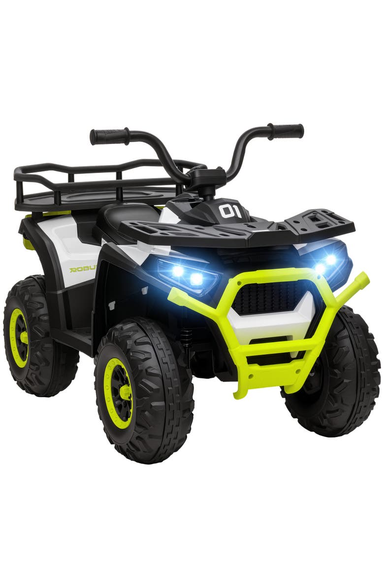 Qaba 12V Kids ATV 4 Wheeler w/ Spring Suspension, Rear Storage Basket, Main, color, 