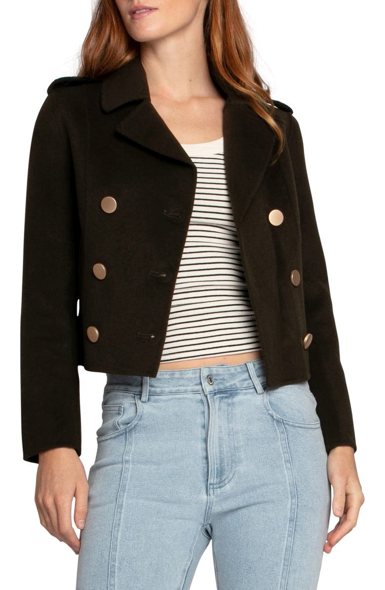Belle & Bloom Love Me Now Double Breasted Crop Coat, Alternate, color, Military