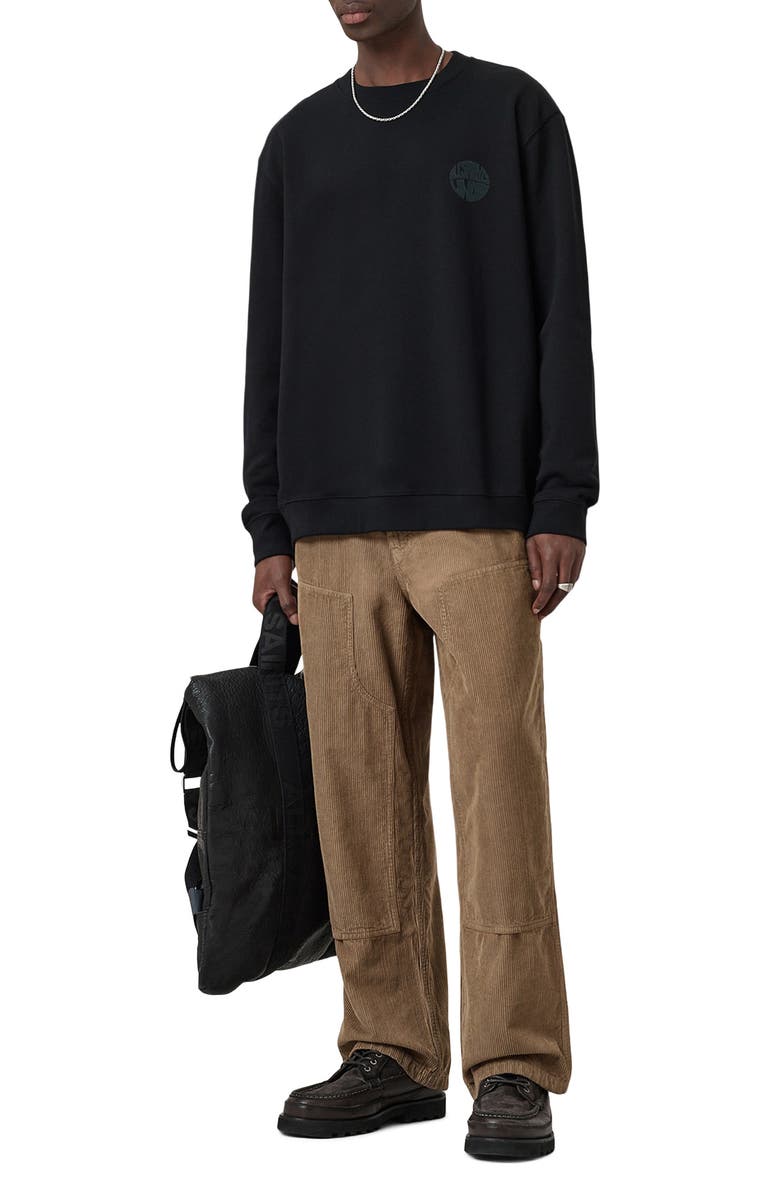 AllSaints Waved Graphic Sweatshirt, Alternate, color, Jet Black