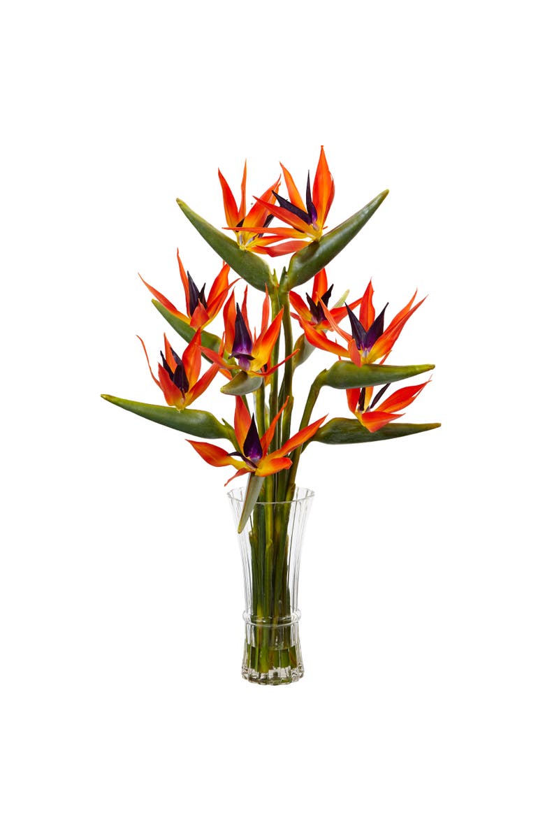 NEARLY NATURAL Large Bird of Paradise in Vase, Main, color, Red/Green