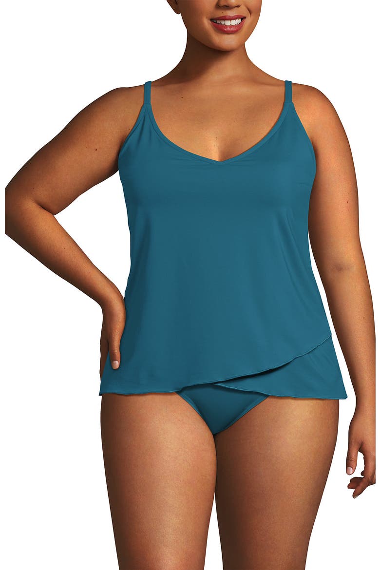 Plus Size DDD-Cup Tulip Hem Tankini Top, Alternate, color, Soft Cloud Blue
