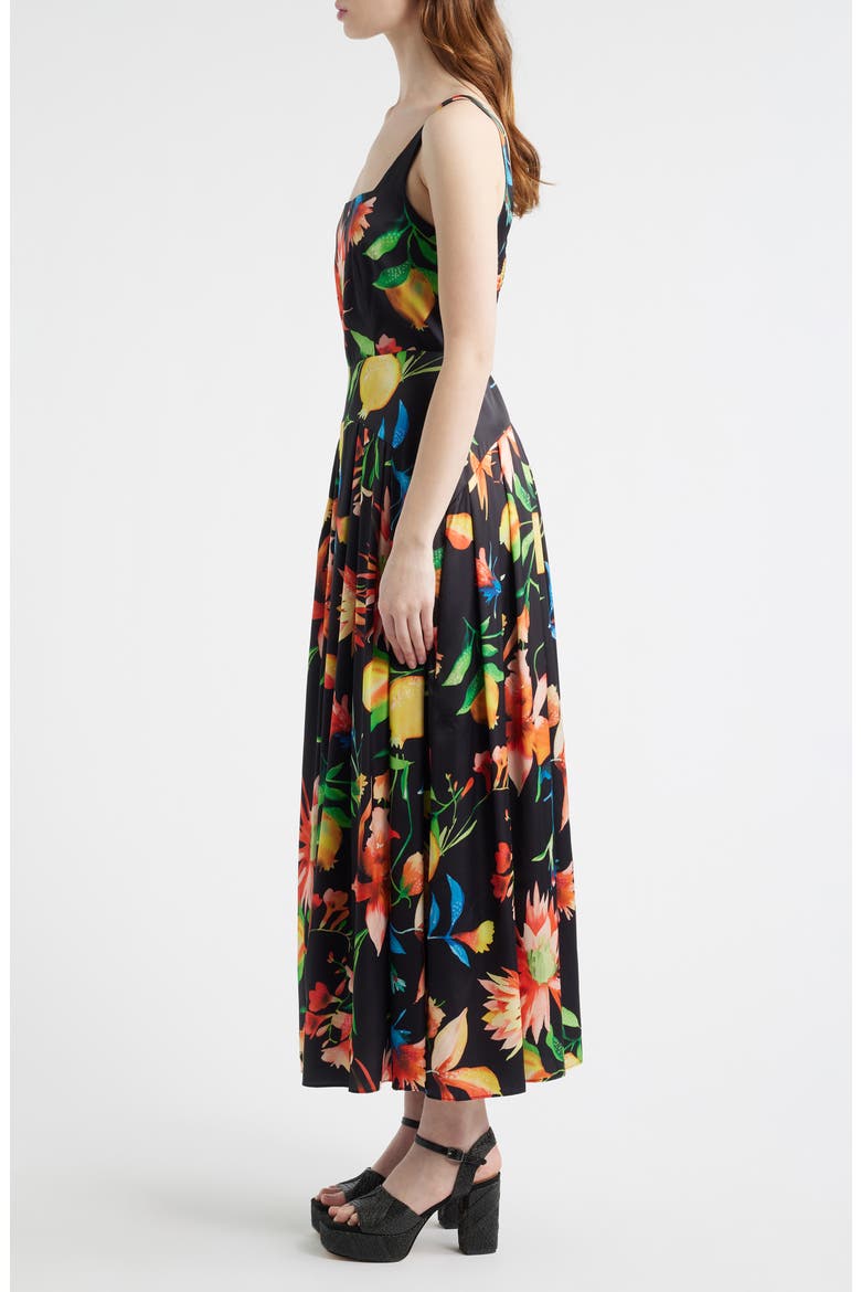 Juno Floral Print Midi Dress, Alternate, color, BLACK MULTI