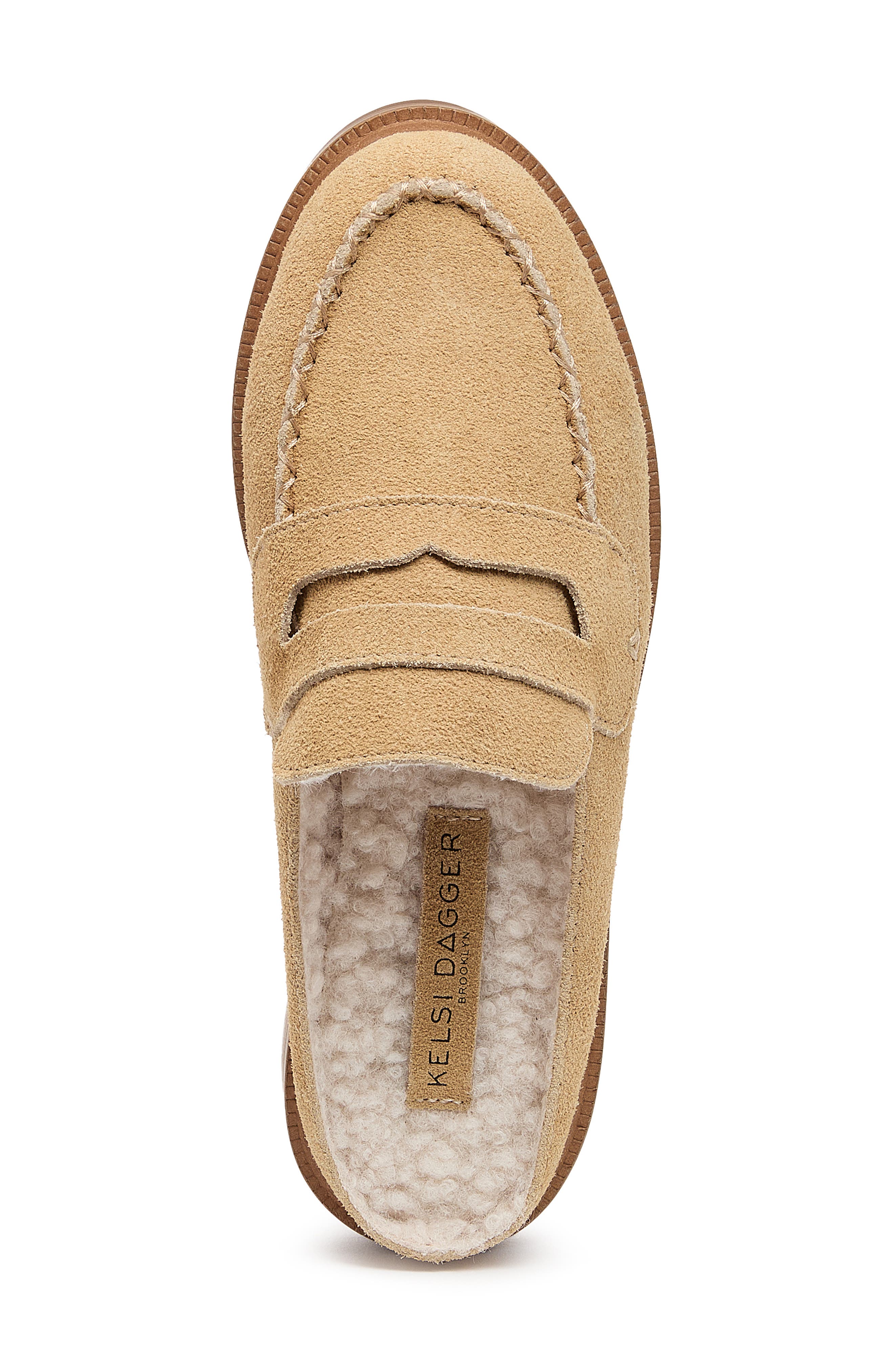 Kelsi Dagger Brooklyn Lock Faux Shearling Lined Mule, Alternate, color, Bison
