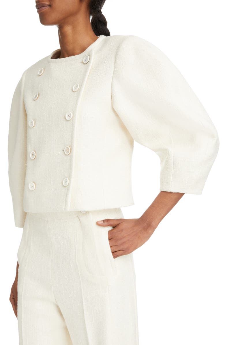 Chloé Silk & Wool Blend Lantern Sleeve Jacket, Alternate, color,