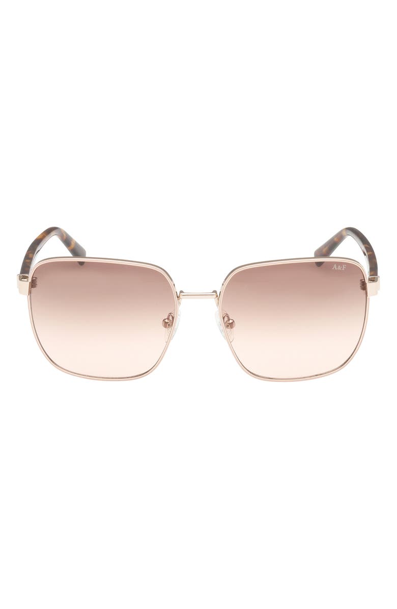 ABERCROMBIE & FITCH 58mm Square Sunglasses, Main, color, Gold / Brown Beige Gradient