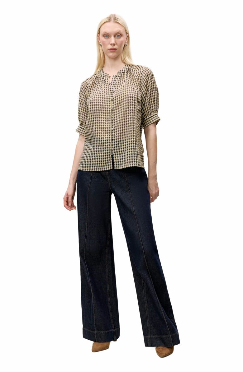 Rebecca Taylor Aster Gingham Blouse, Main, color, Blue Combo