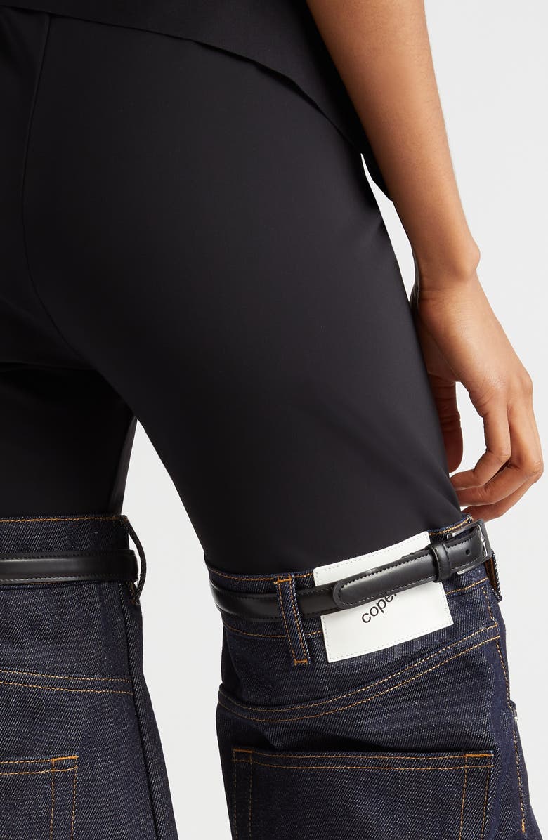 Coperni Hybrid Denim Legwarmer Leggings, Alternate, color, 