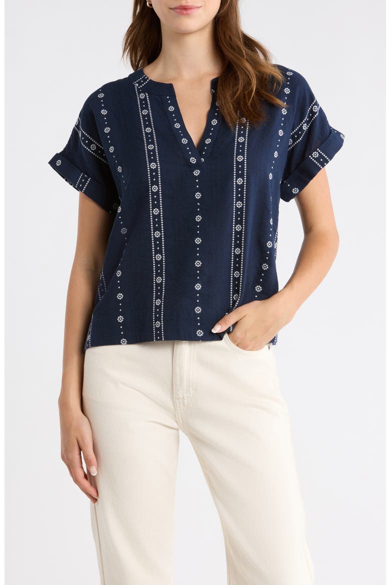 Floral Stripe Woven Shirt, Main, color, OMBRE BLUE
