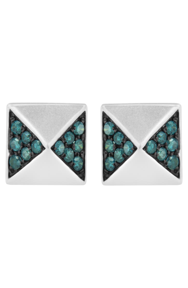 Haus of Brilliance 14K White Gold 1/4 Ct Blue Diamond Pyramid Stud Earring, Main, color, White