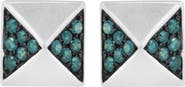 Haus of Brilliance 14K White Gold 1/4 Ct Blue Diamond Pyramid Stud Earring