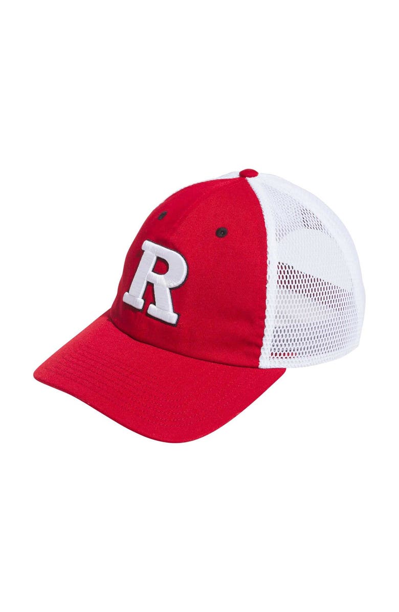adidas Men's adidas Scarlet Rutgers Scarlet Knights Mascot Slouch Trucker Adjustable Hat, Main, color, Scarlet
