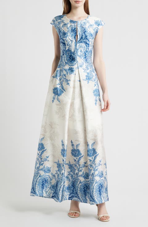 Paisley Floral Satin Maxi Dress