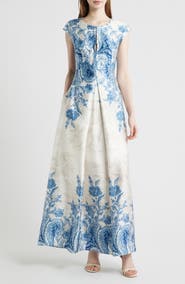 Vince Camuto Paisley Floral Satin Maxi Dress