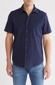 14th & Union Seersucker Short Sleeve Cotton Button-Up Shirt