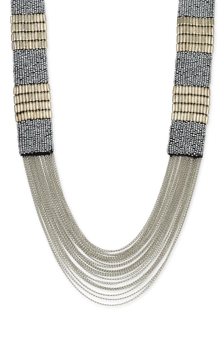 Accessories Bead & Chain Necklace, Main, color, SILVER