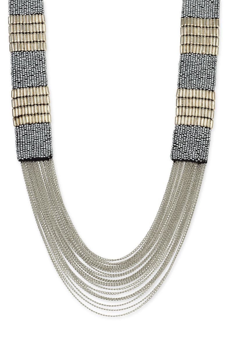 Cara Accessories Bead & Chain Necklace, Main, color,