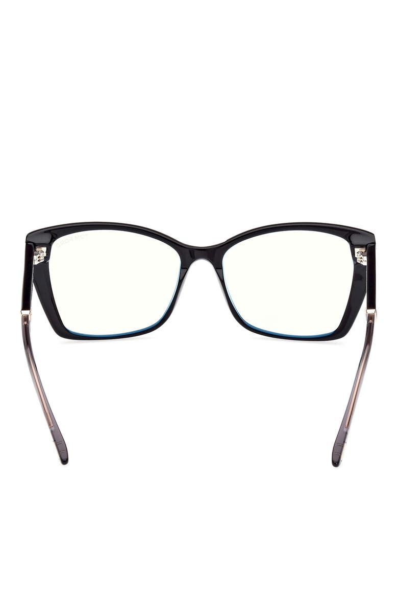 55mm Butterfly Blue Light Blocking Optical Glasses, Alternate, color, BLACK ROSE GOLD / T LOGO