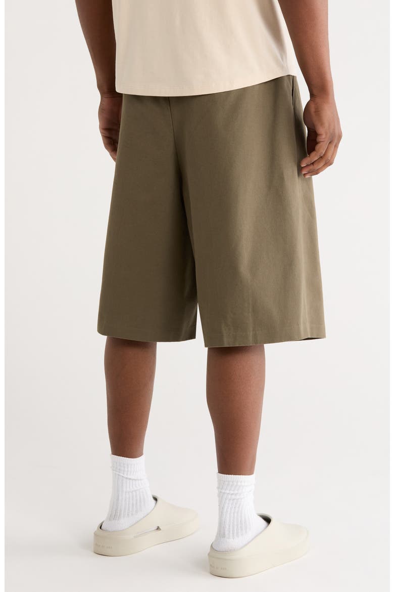 Pleat Front Relaxed Fit Drawstring Cotton Twill Shorts, Alternate, color, MOSS