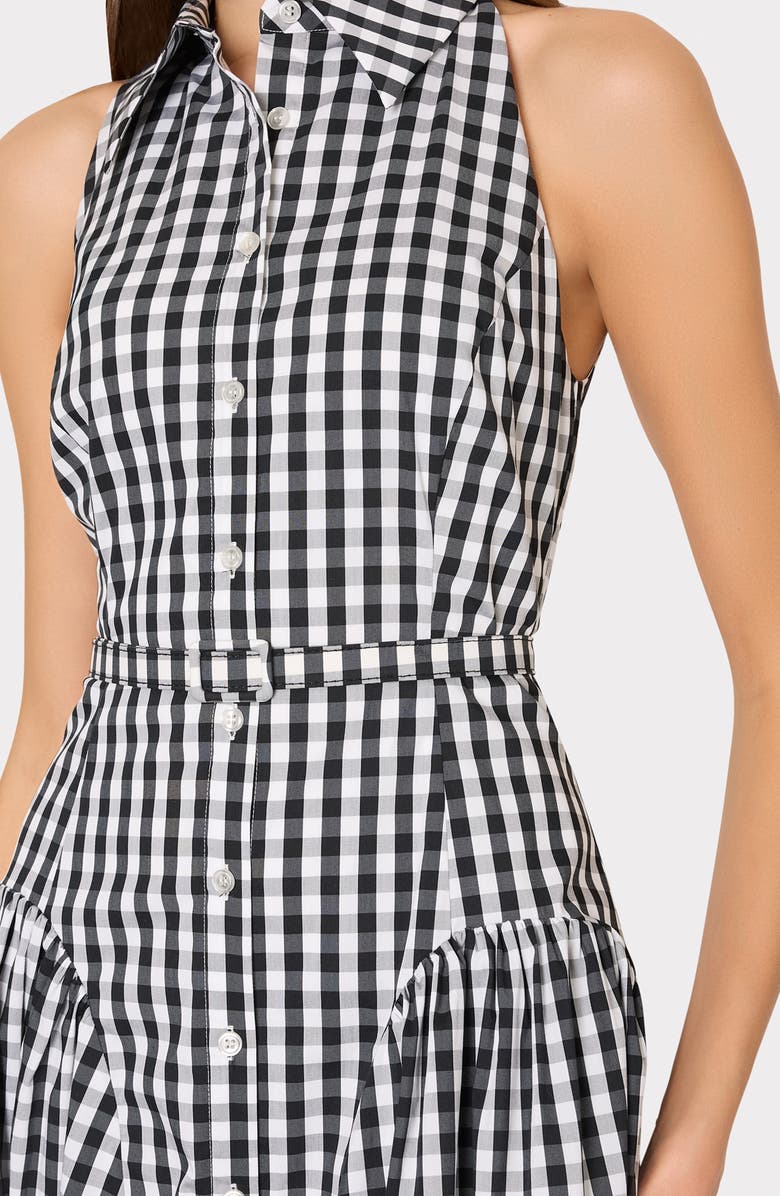Milly Maxine Gingham Cotton Blend Midi Shirtdress, Alternate, color, Black/ White