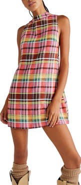 Free People Walk the Plank Plaid Sleeveless Minidress