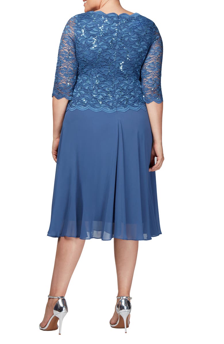 Alex Evenings Mock Two-Piece Midi Dress, Alternate, color, Wedgewood