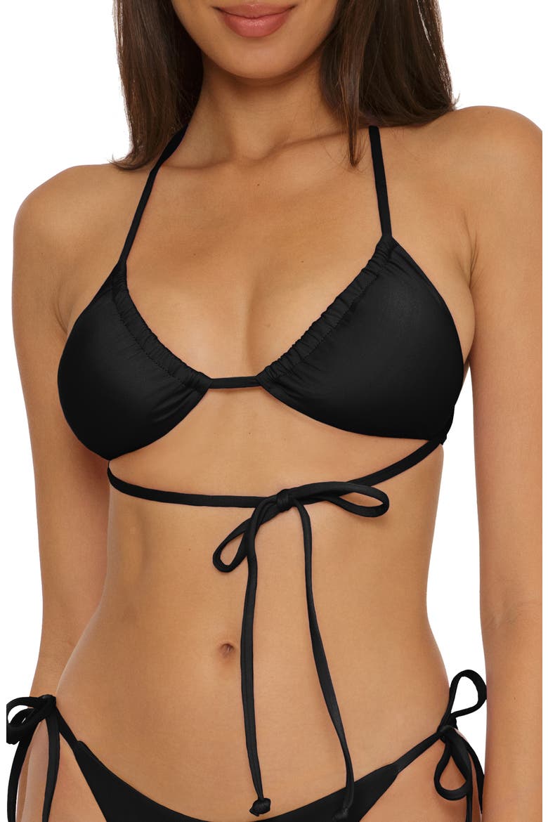 Color Code Wraparound Triangle Bikini Top, Alternate, color, BLACK