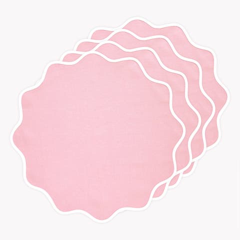 Linen Round Placemats - Giselle Scallop Edge, 16 Round