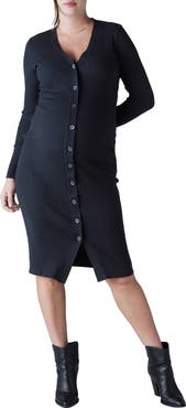Ingrid & Isabel Rib Button-Up Long Sleeve Maternity Sweater Dress