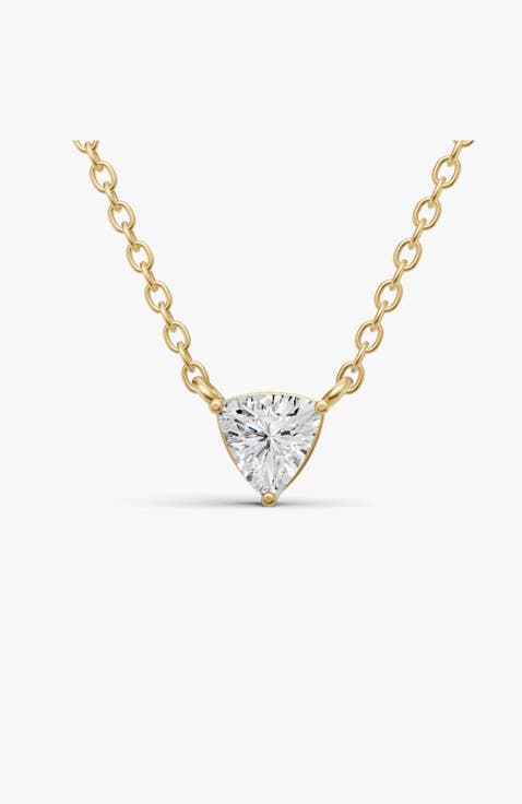 14K Gold 1 ct Lab Grown Trillion Shape Diamond Pendant