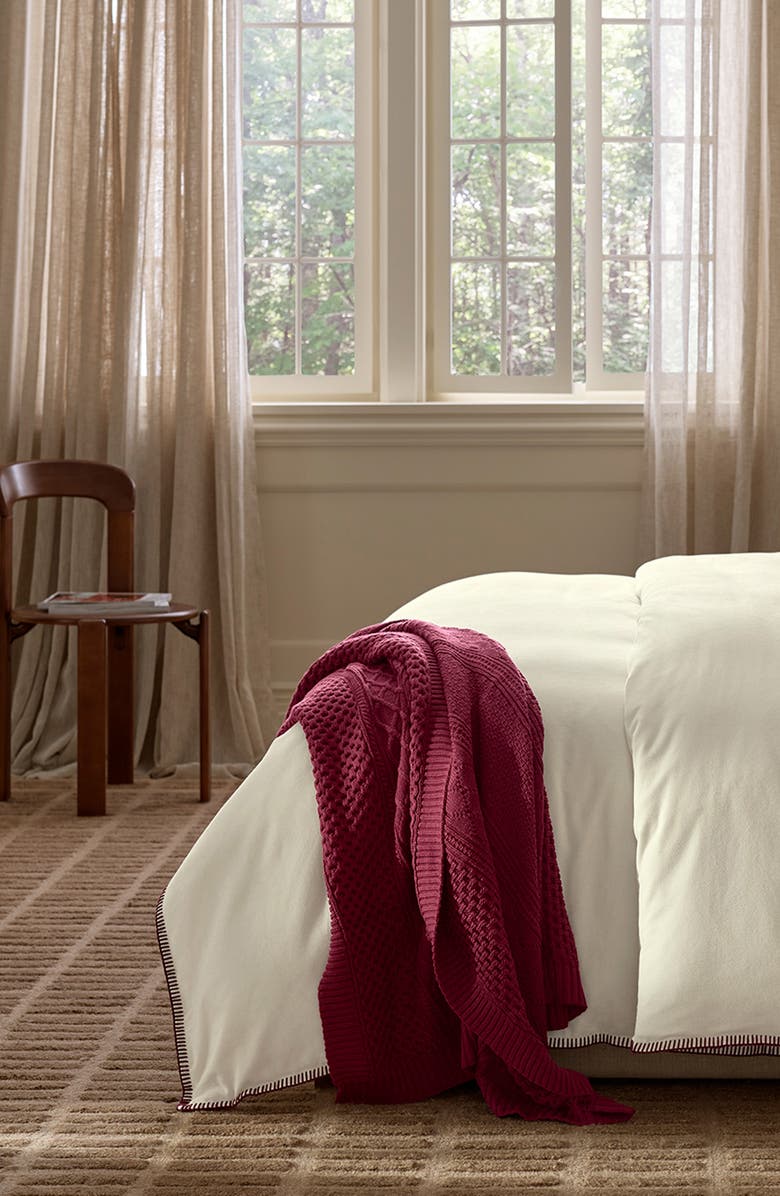 Boll & Branch Aran Cable Organic Cotton Throw Blanket, Alternate, color, Holly