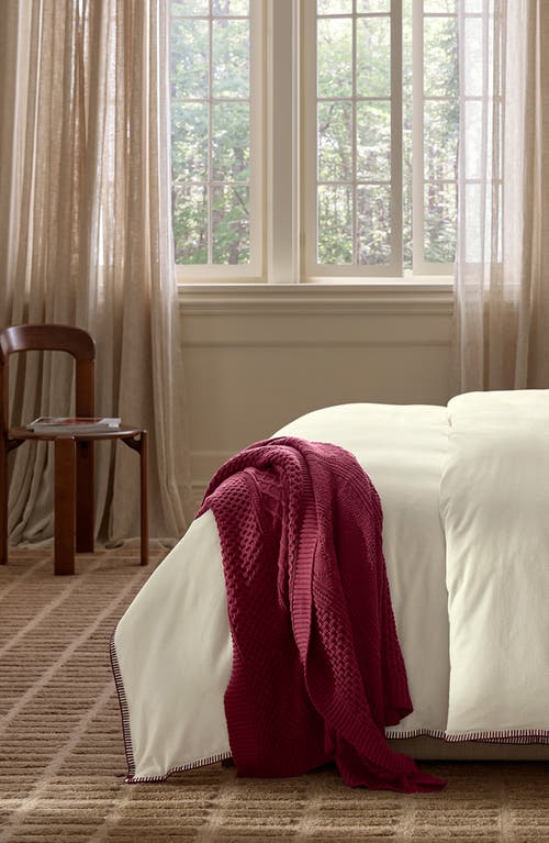 Boll & Branch Aran Cable Organic Cotton Throw Blanket In Red