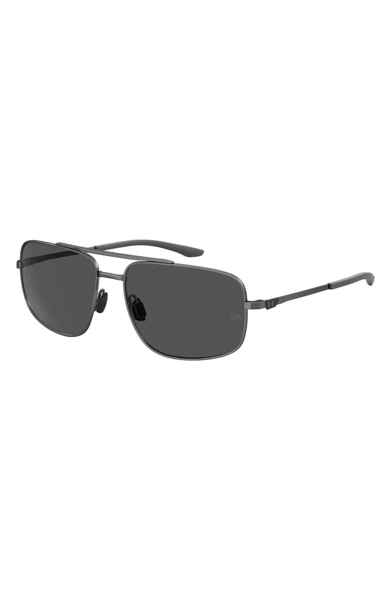 Under Armour 59mm Polarized Aviator Sunglasses, Alternate, color, Dk Ruthen