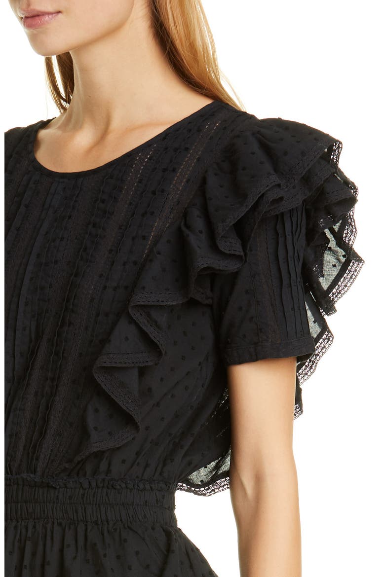 Natasha Ruffle Tiered Minidress, Alternate, color, BLACK