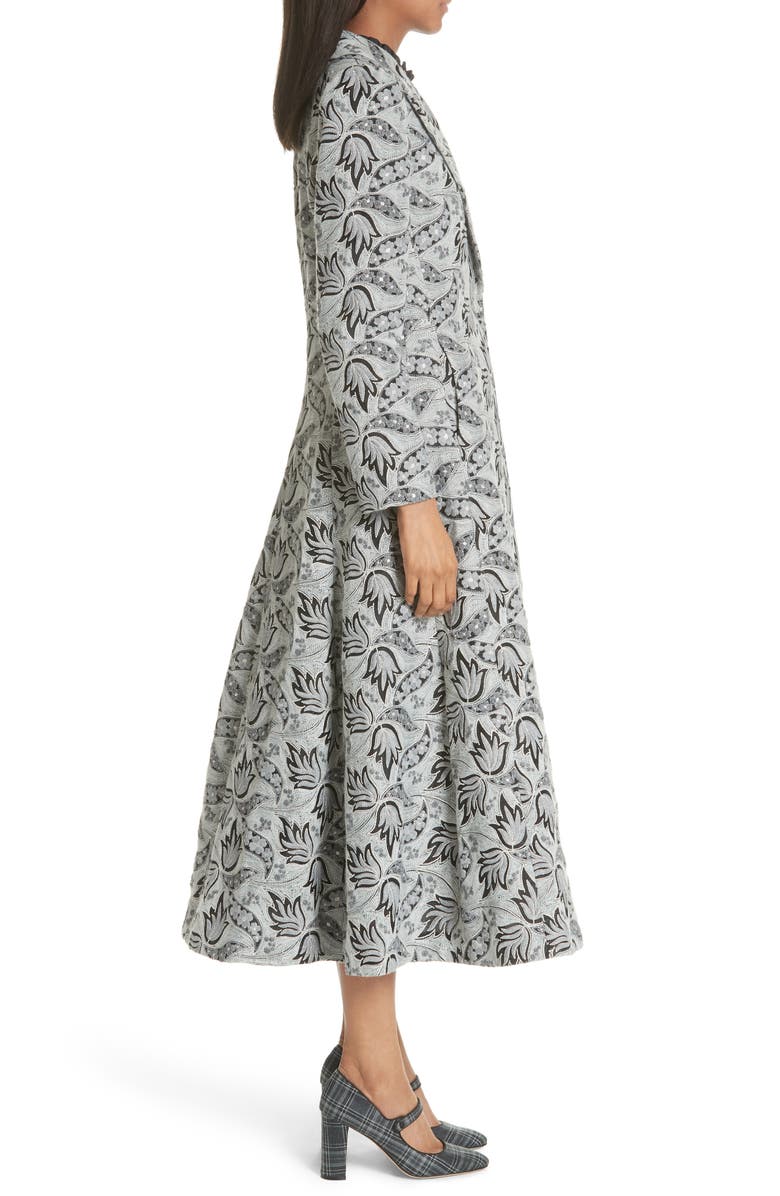 CO Long Embroidered Jacquard Coat, Alternate, color, 