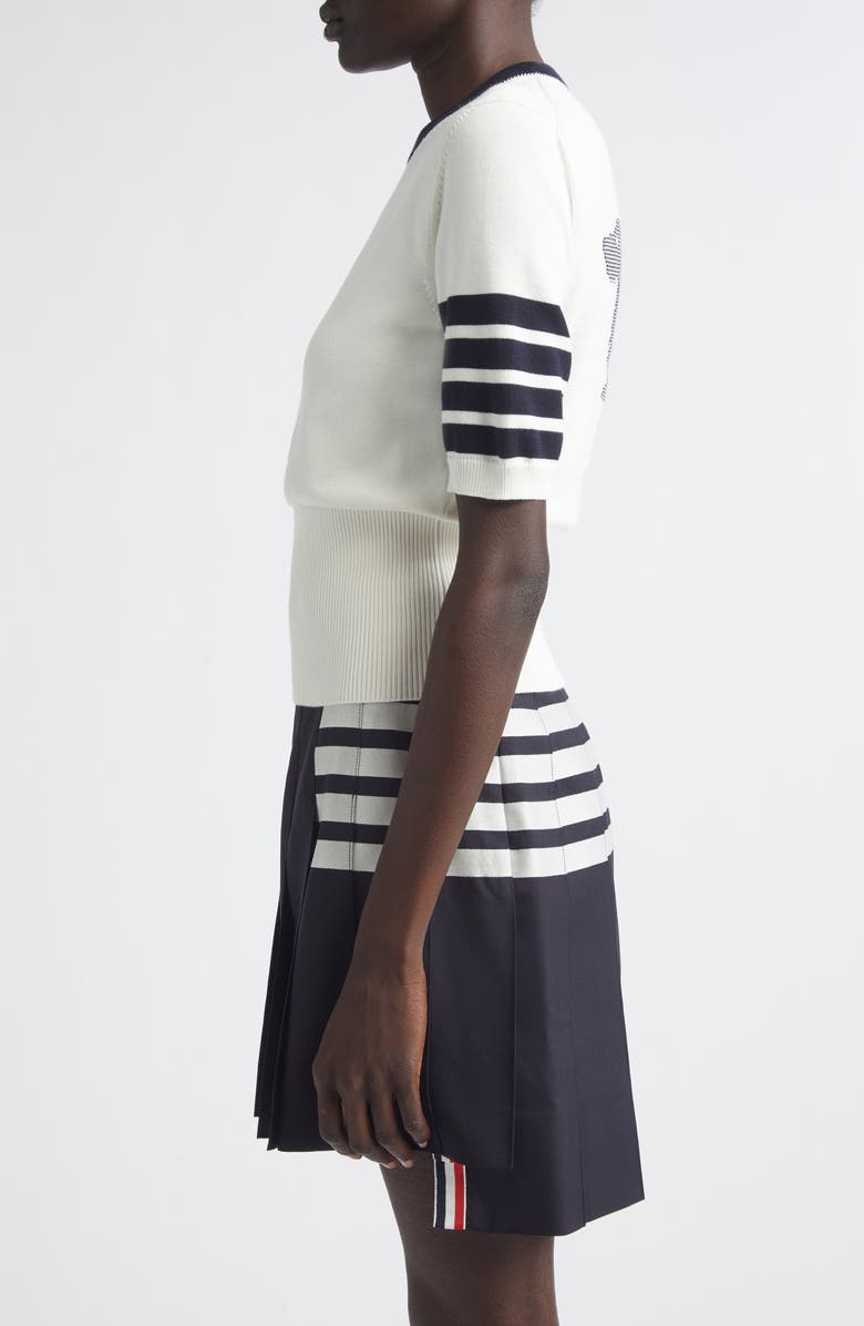 Thom Browne Hector Short Sleeve Sweater, Alternate, color, White